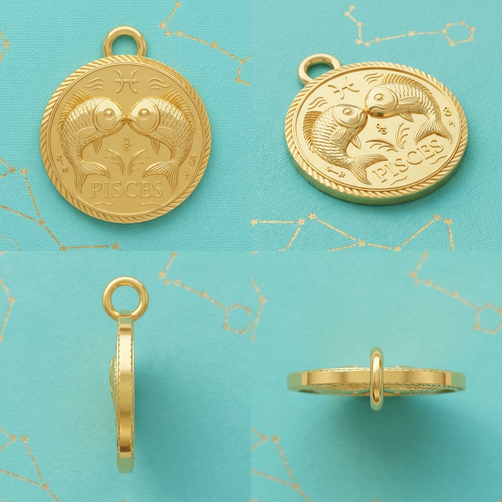 Pisces Zodiac Necklace Pendant – Constellation Astrology Jewelry, 3D Printed Gold/Silver/Brass Pendant