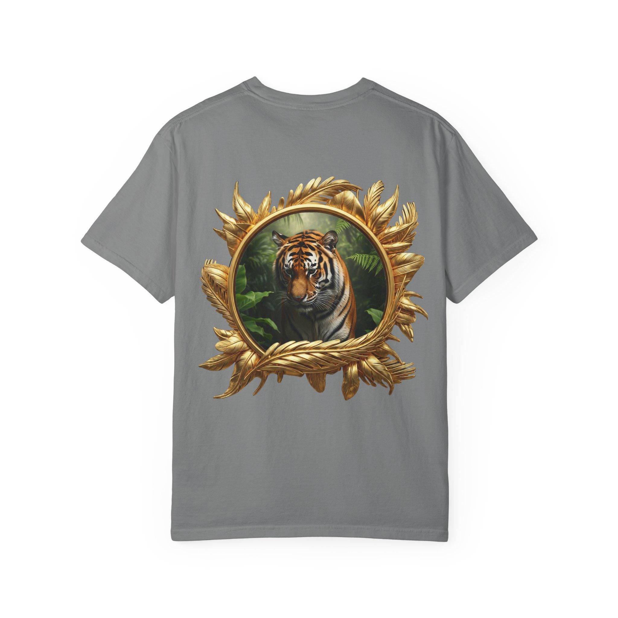 Prowling Tiger T-Shirt, Jungle Wildlife, 3D Gold Print