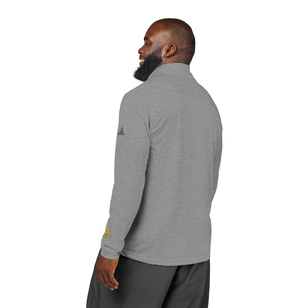 Embroidered adidas Quarter-Zip Pullover — White Performance Jacket with Crest