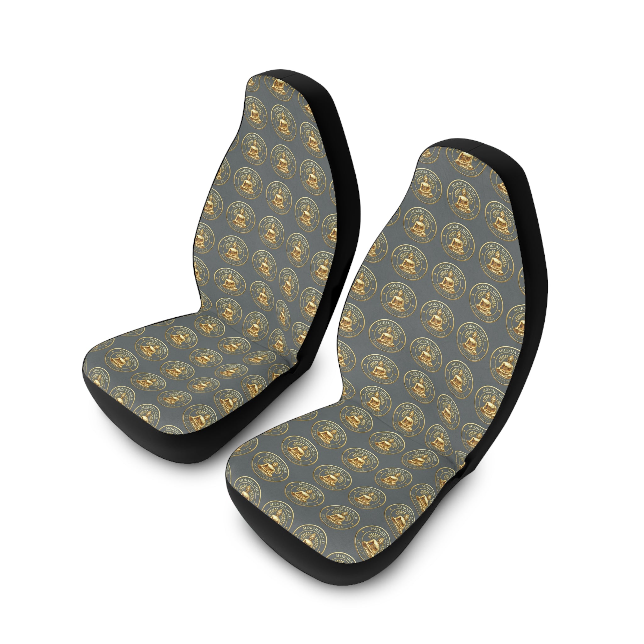 Gold Buddha Pattern Car Seat Covers — Polyester Front Seat Protector