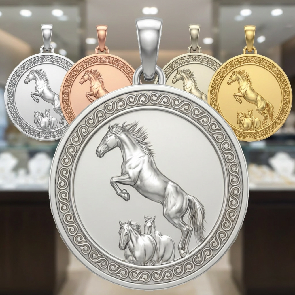 Bucking Mustang Horse Pendant Necklace in Gold or Sterling Silver – Wild Western Jewelry Symbolizing Freedom & Power