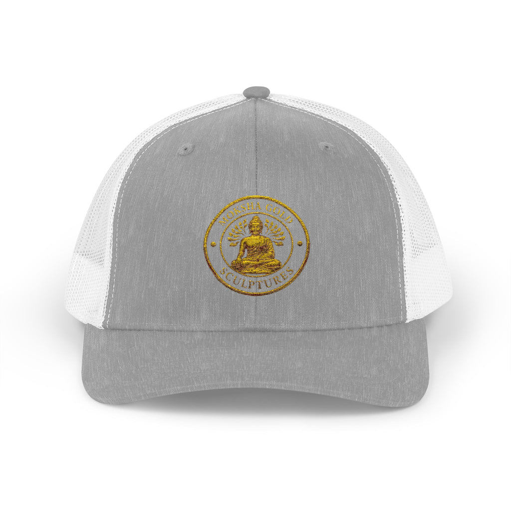 Buddha Embroidered Trucker Cap — Golden Meditation Snapback