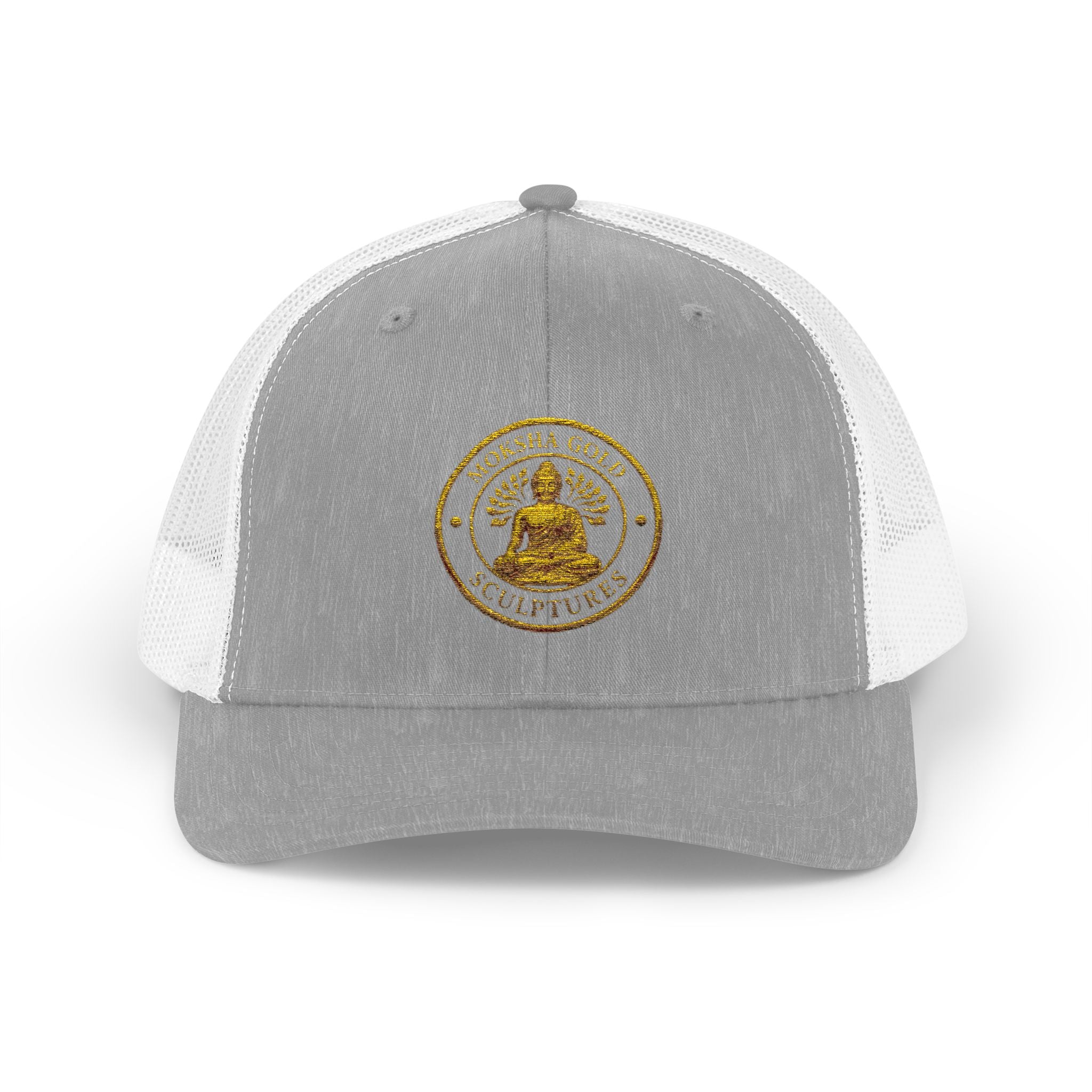 Buddha Embroidered Trucker Cap — Golden Meditation Snapback