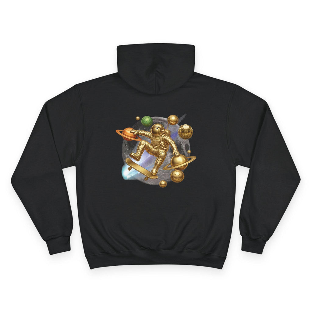 3D Effect Cosmic Skater Astronaut Hoodie Bold Space Graphic Sweatshirt for Teens