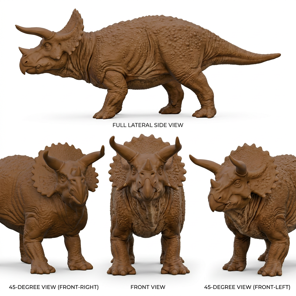 Triceratops 3D Printed Model – Dinosaur Sculpture | PLA & Smooth Nylon | Detailed Prehistoric Collectible | Various Colors