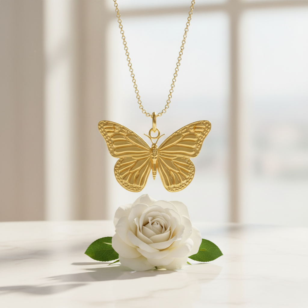 Monarch Butterfly Pendant 20x28x4mm – Nature Inspired Jewelry in Gold, Silver or Brass