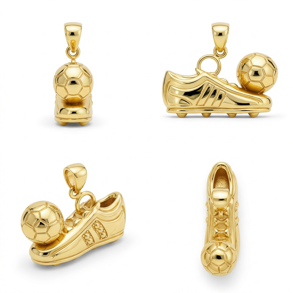 Football Boot Pendant with Ball 30mm Sports Necklace Charm Sterling Silver or Brass Jewelry