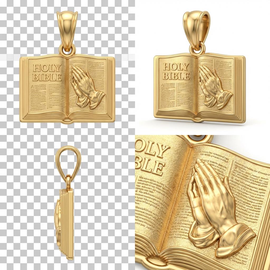 Holy Bible Praying Hands Pendant with Scripture Pages – Christian Faith Necklace