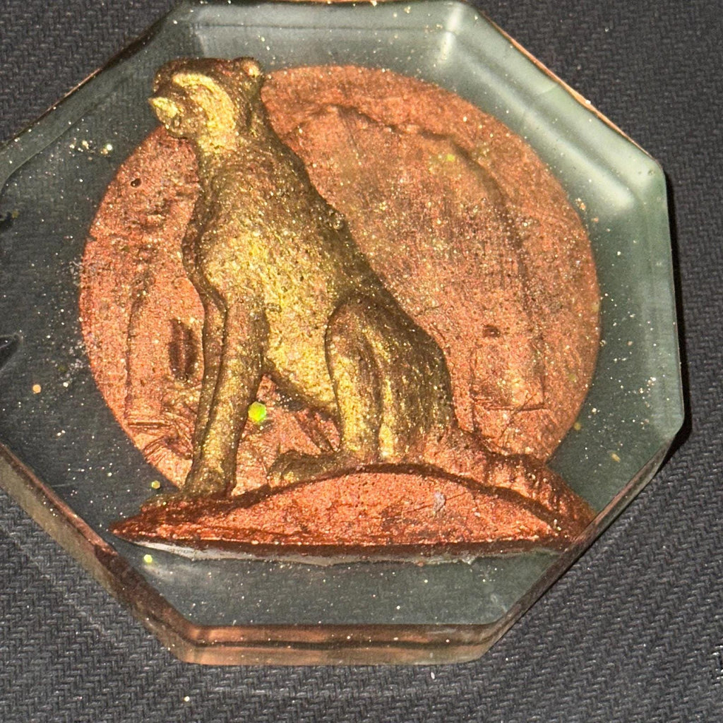 Hand-Painted Cheetah Resin Coaster, Glow-in-the-Dark Wildlife Art