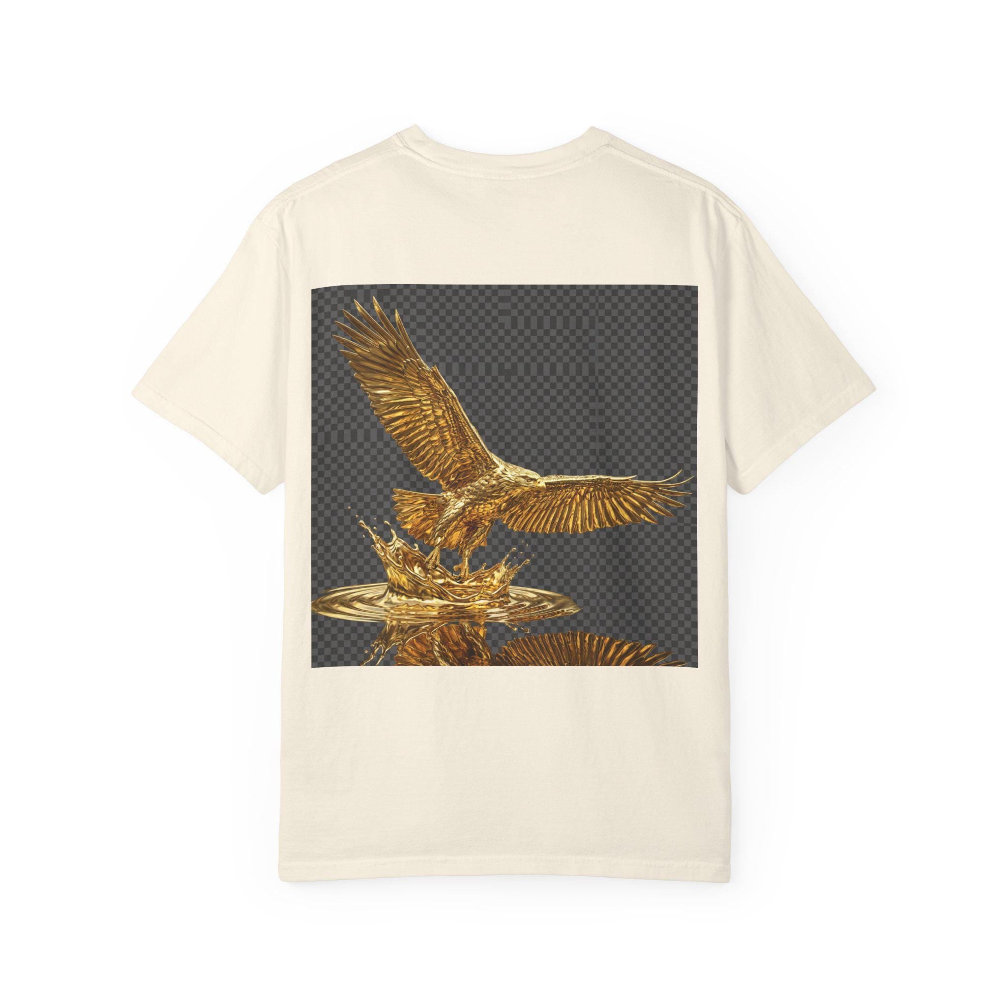 Bald Eagle with Splash  3D Gold Print Wildlife T-Shirt, Majestic American Predator Design