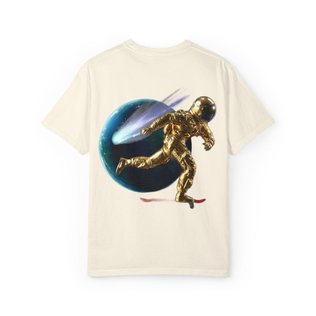 Golden Astronaut Skateboard T-Shirt | Space Planets Graphic