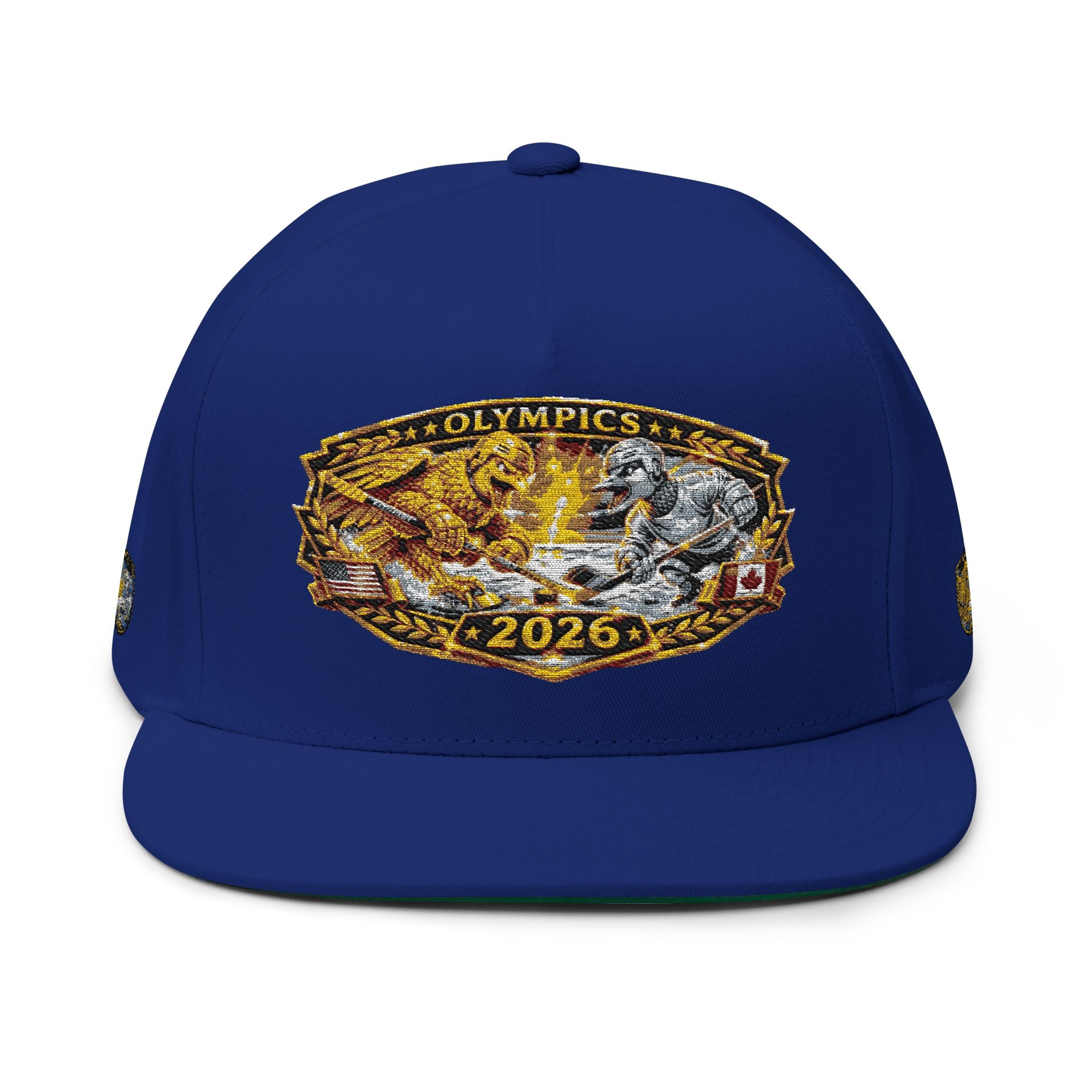 Embroidered 2020 Olympics Flat Bill Cap — Gold Laurel Athlete Patch