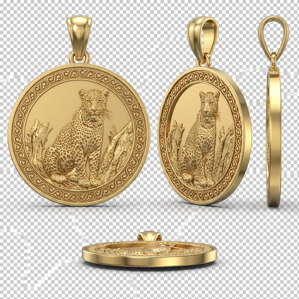 Leopard Pendant Necklace – Gold or Sterling Silver – Elegant Big Cat Jewelry