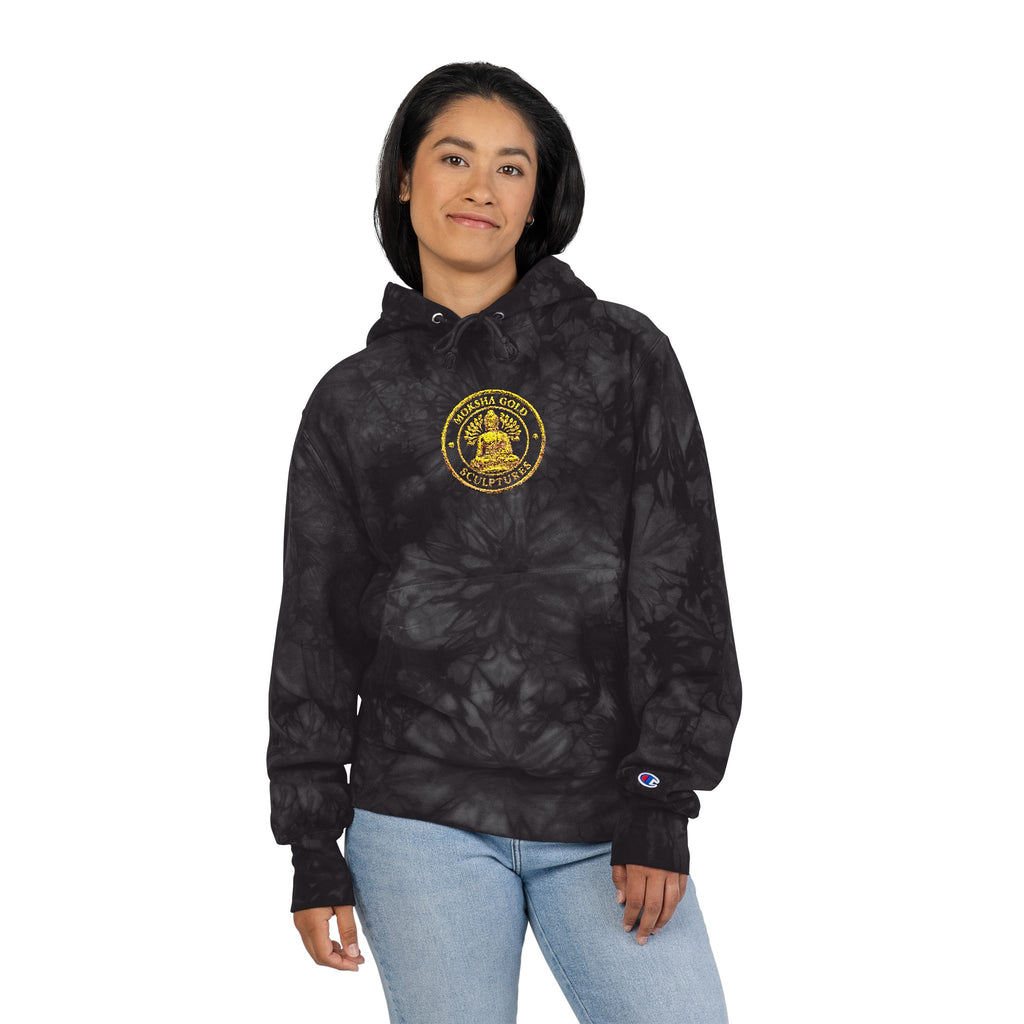 Tie-Dye Champion Hoodie — Embroidered Gold Seal Sweatshirt