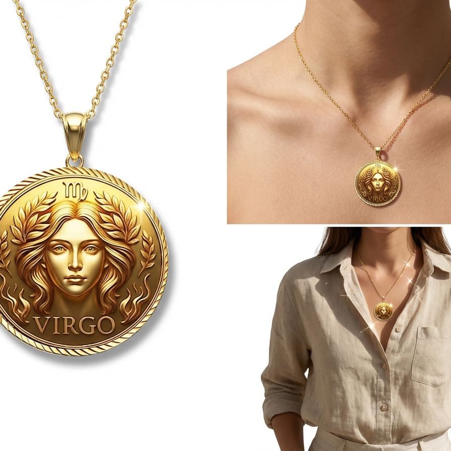 SILVER Virgo Zodiac Pendant Necklace – Astrology Star Sign Jewelry – Minimal Celestial Charm