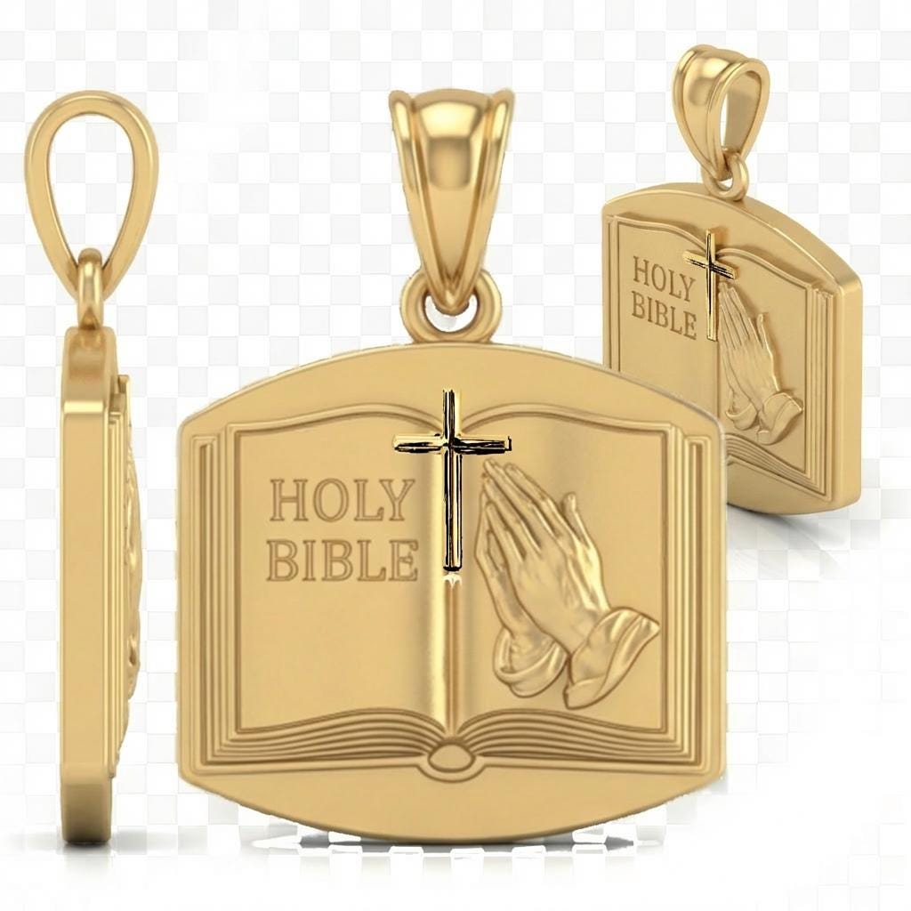Praying Hands Bible Pendant Necklace with Cross – Christian Faith Jewelry