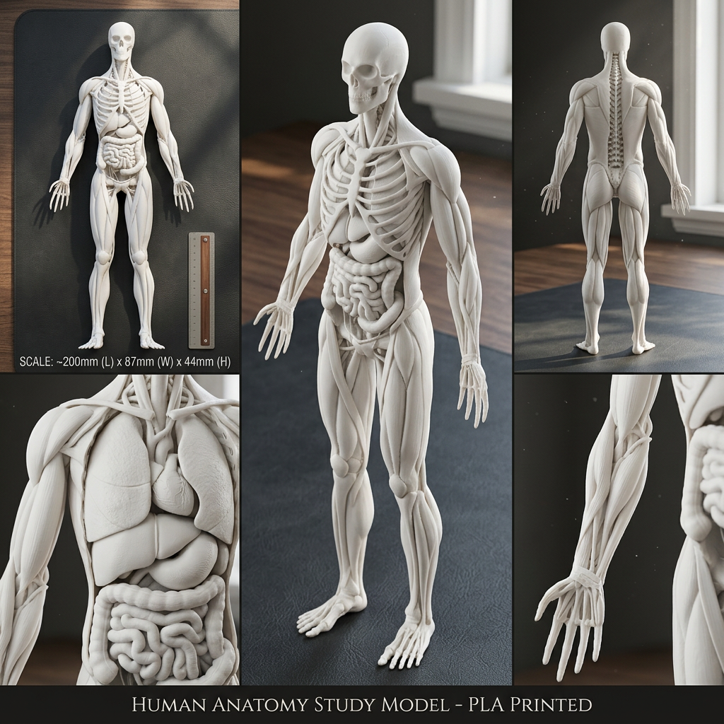 Human Anatomy Model 3D Print – Skeleton & Organs Figure | Educational Medical Model | PLA Nylon Resin | Desk Decor | Anatomy Gift