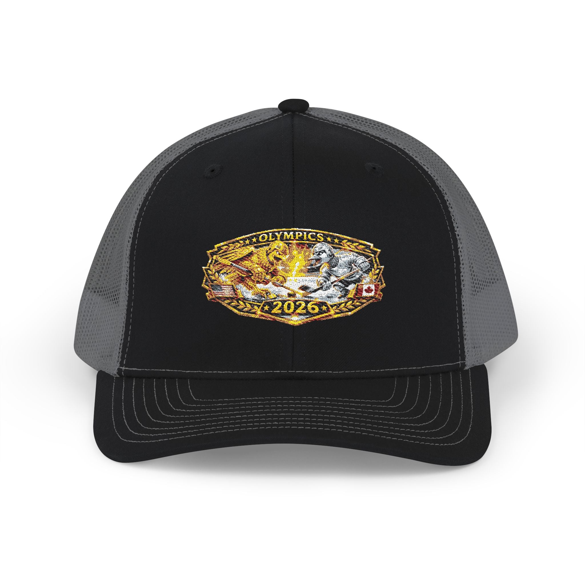 Embroidered Championship Ring Snapback Trucker Hat – 2026 Gold Bling Design
