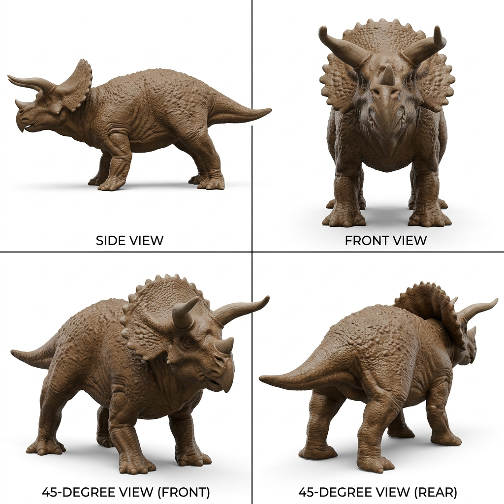 Triceratops 3D Printed Model – Dinosaur Sculpture | PLA & Smooth Nylon | Detailed Prehistoric Collectible | Various Colors