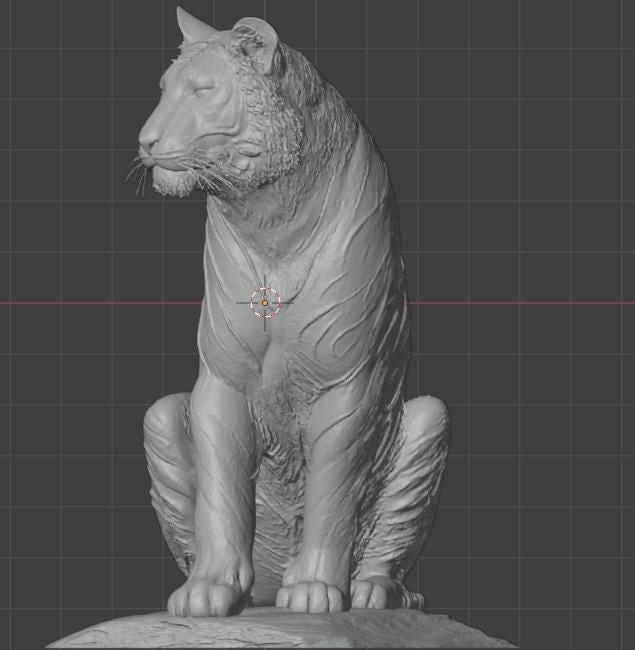 Tiger Sitting Sculpture Digital Download | Wildlife Tiger Art | 20cm Tiger Model | Instant Download