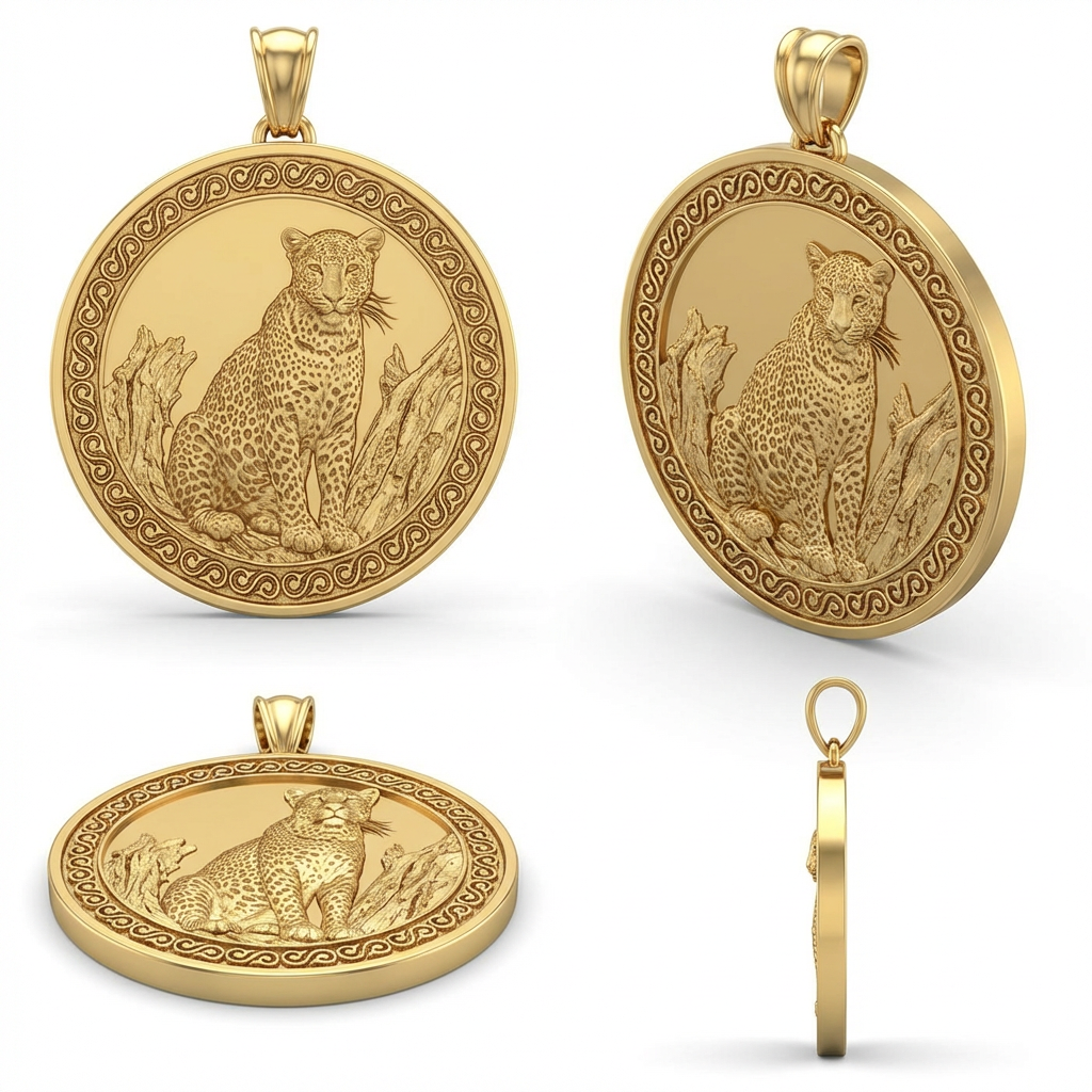 Leopard Pendant Necklace – Gold or Sterling Silver – Elegant Big Cat Jewelry