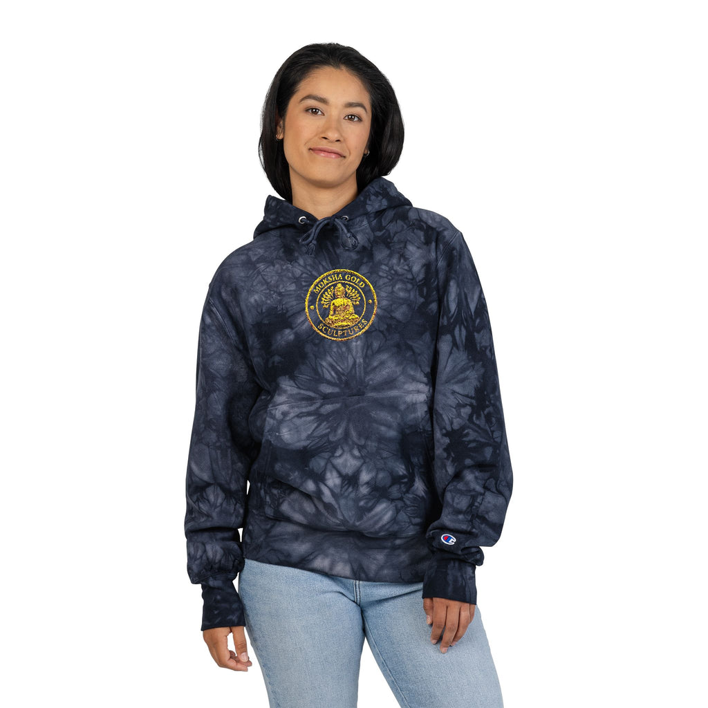 Tie-Dye Champion Hoodie — Embroidered Gold Seal Sweatshirt