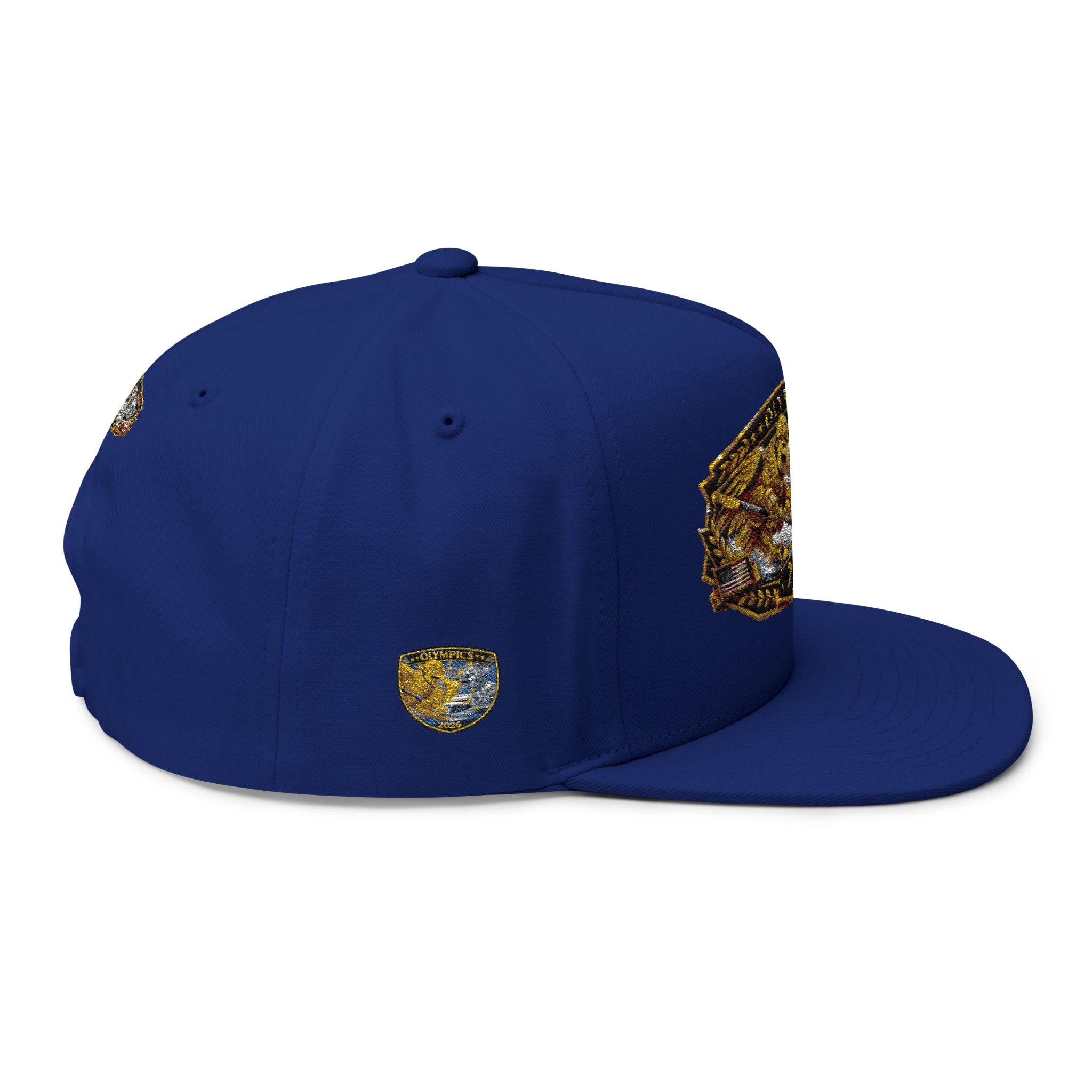 Embroidered 2020 Olympics Flat Bill Cap — Gold Laurel Athlete Patch