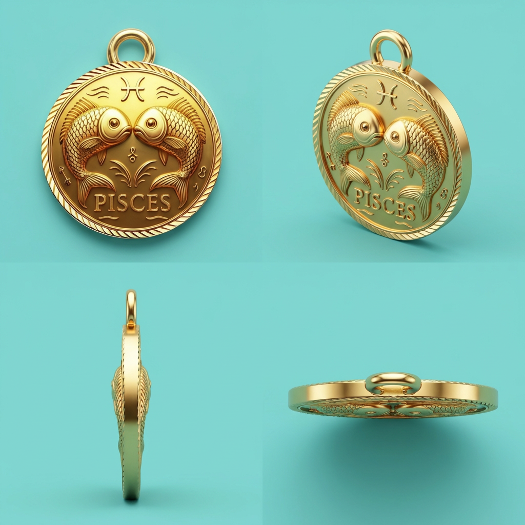 Pisces Zodiac Necklace Pendant – Constellation Astrology Jewelry, 3D Printed Gold/Silver/Brass Pendant