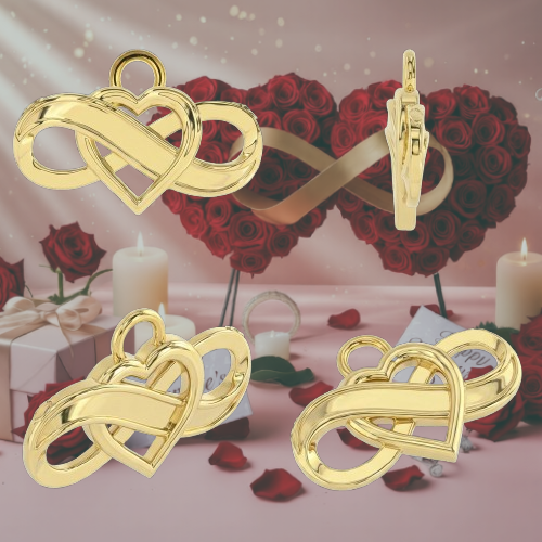 Infinity Heart Pendant Necklace – Solid Gold, Silver or Brass – Romantic Love Symbol Jewelry