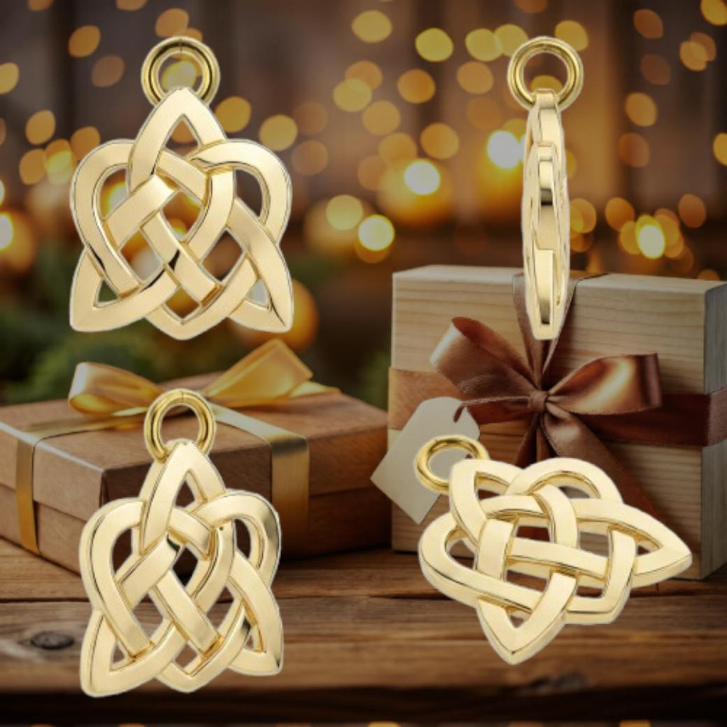 Celtic Knot Heart Pendant Necklace – Solid Gold, Silver or Brass – Romantic Irish Love Jewelry