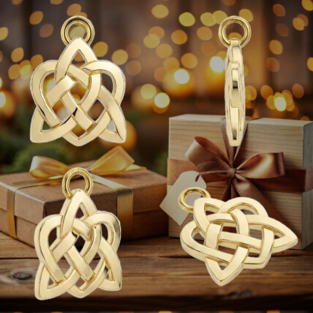 Celtic Knot Heart Pendant Necklace – Solid Gold, Silver or Brass – Romantic Irish Love Jewelry