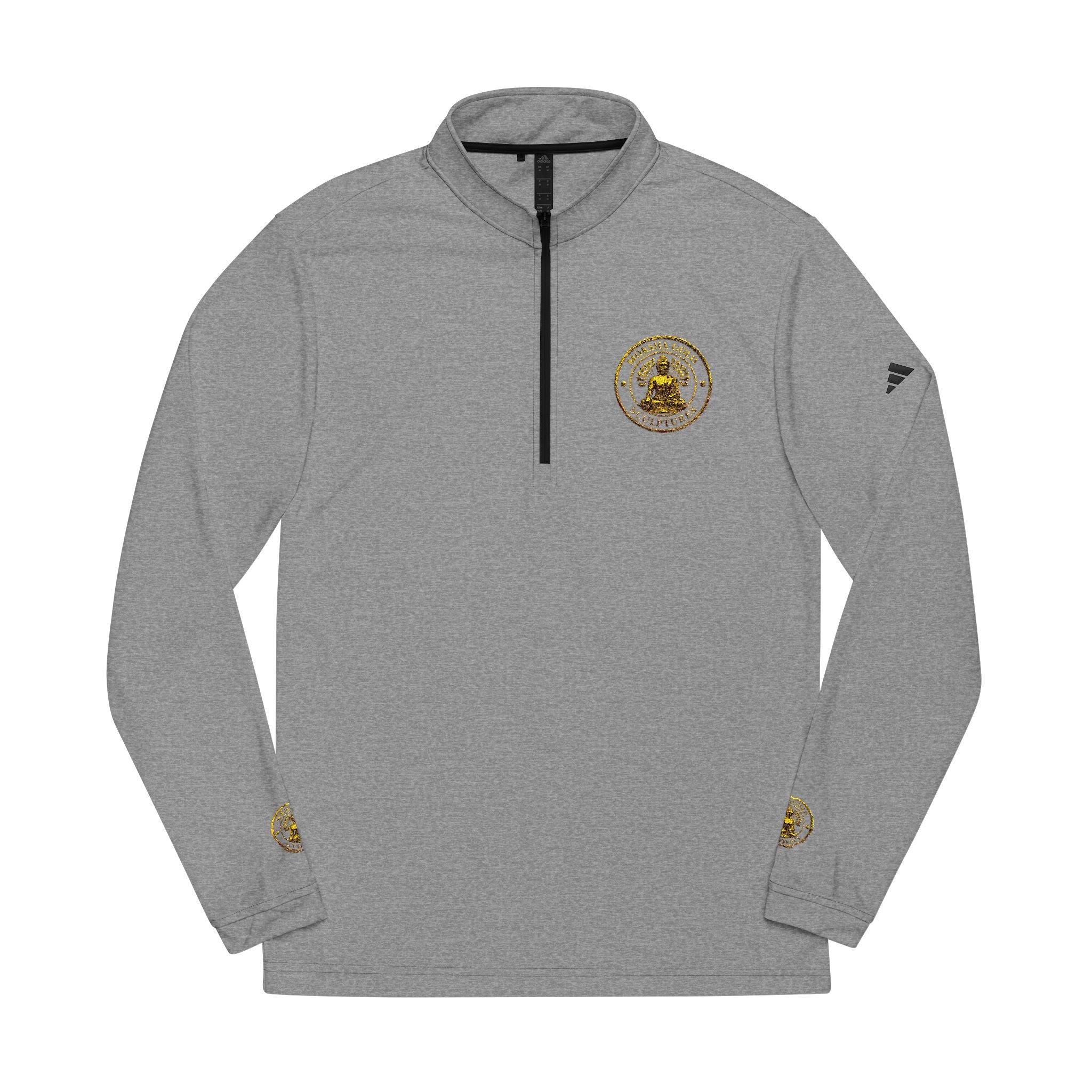 Embroidered adidas Quarter-Zip Pullover — White Performance Jacket with Crest