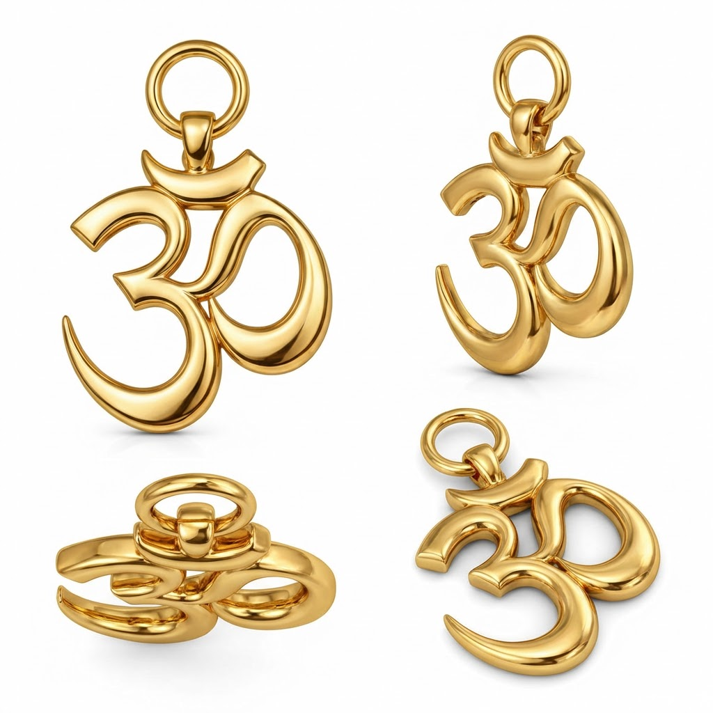 Om Symbol Pendant 35x22mm – Ornamental Necklace Charm – Casting Ready Jewelry Design