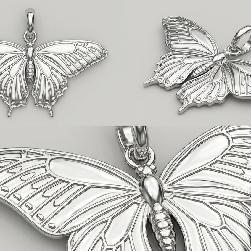 Black Swallowtail Butterfly Pendant – 23x20x5mm – Available in Gold, Silver & Brass