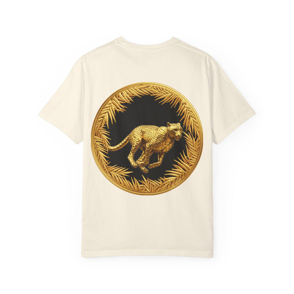 Gold Cheetah Attack Mode T-Shirt - Fierce Wildlife Design