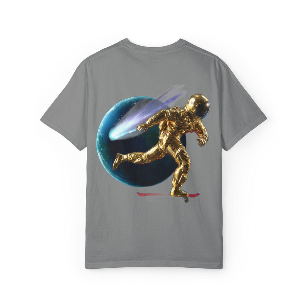 Golden Astronaut Skateboard T-Shirt | Space Planets Graphic