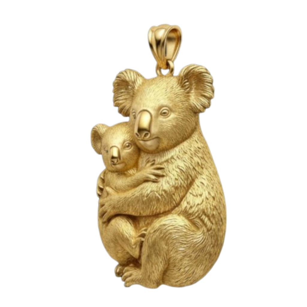 3D Koala Bear Pendant - Mother and Baby Necklace, Sterling Silver