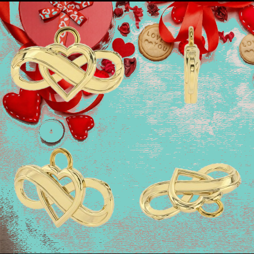 Infinity Heart Pendant Necklace – Solid Gold, Silver or Brass – Romantic Love Symbol Jewelry