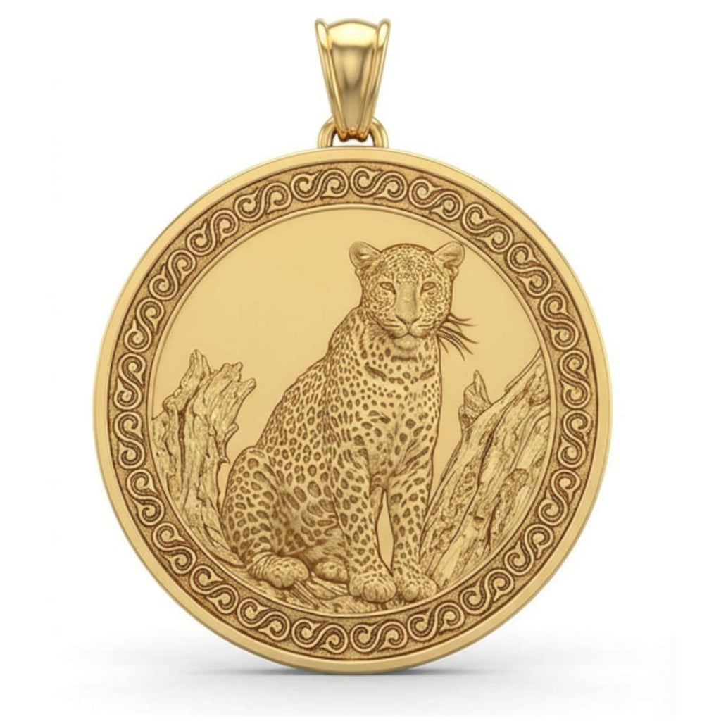 Leopard Pendant Necklace – Gold or Sterling Silver – Elegant Big Cat Jewelry