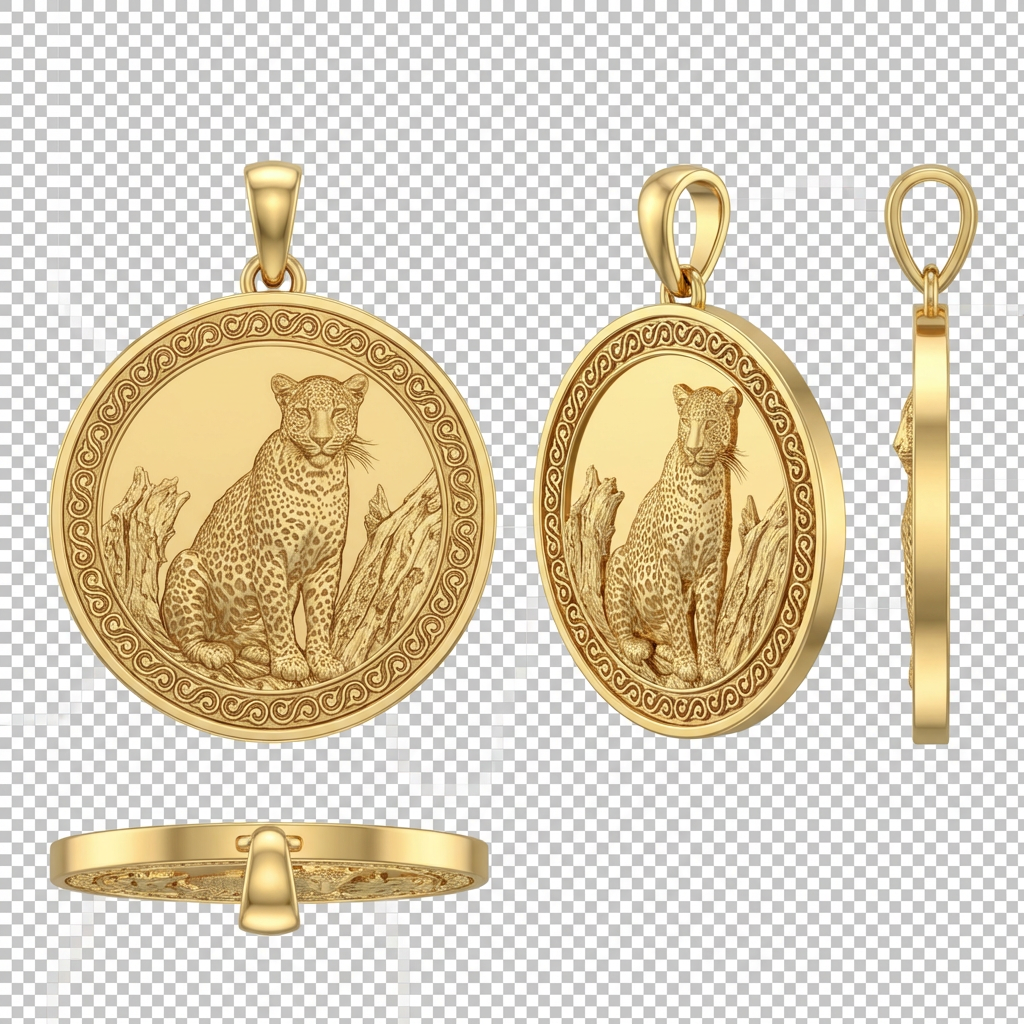 Leopard Pendant Necklace – Gold or Sterling Silver – Elegant Big Cat Jewelry