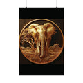 Gold Elephant Wall Art, Savannah Wildlife Poster, Luxury Animal Home Decor, Majestic Elephant Print