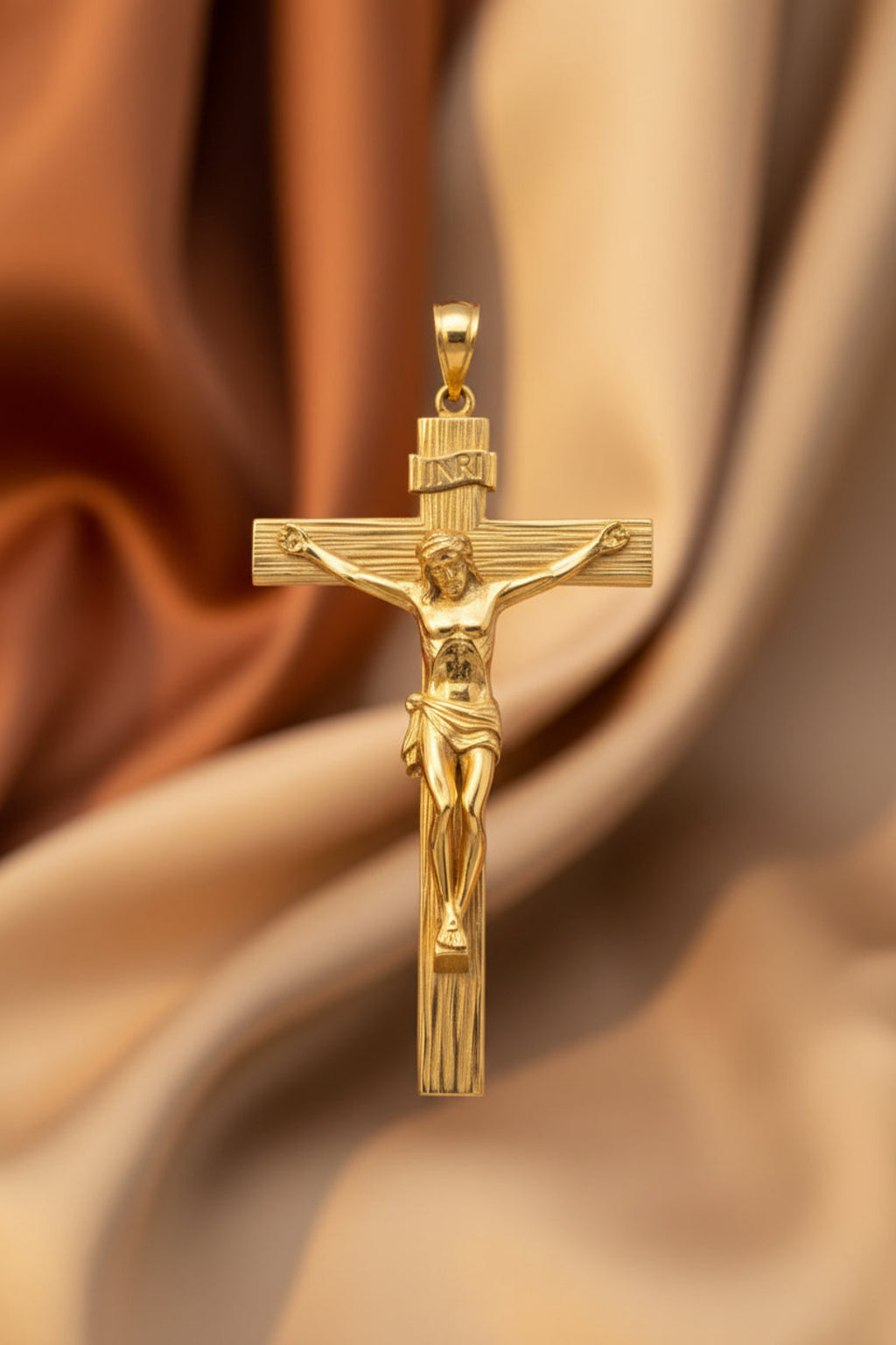 INRI Jesus Crucifix Pendant | Sterling Silver & Brass | Catholic Christian Jewelry | 25mm