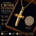 Modern Christian Cross Pendant Necklace | 18K Gold & Sterling Silver | Faith Jewellery Gift