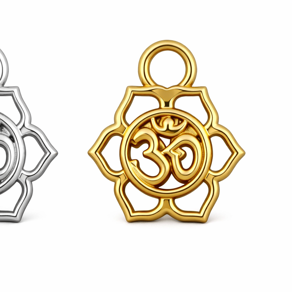 Minimalist Om Lotus Necklace Pendant – Elegant Traditional Jewelry Design