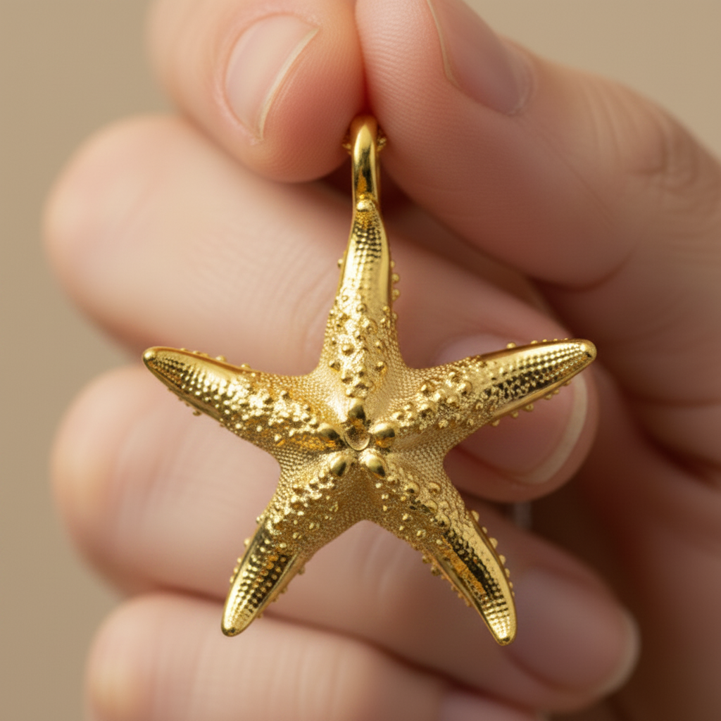 Starfish Pendant Necklace | 9K Gold, Sterling Silver or Polished Yellow Brass | Ocean Jewelry | Beach Necklace | Nautical Pendant | Sea Life Gift for Her