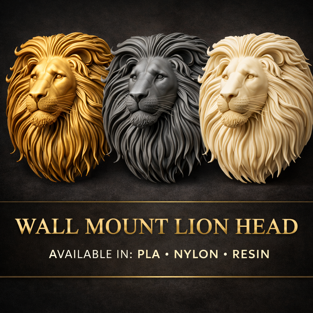 Lion Head Wall Mount PLA Sculpture 250mm | 3D Printed Lion Wall Art | Large Wall Decor | Handmade Animal Sculpture