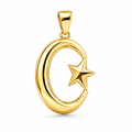 Silver and Polished Brass Crescent Star Pendant 30mm Religious Necklace Charm Handmade Jewelry