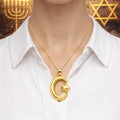 Crescent Star Pendant 30mm – Gold-Tone Metal Alloy – Religious Necklace Charm