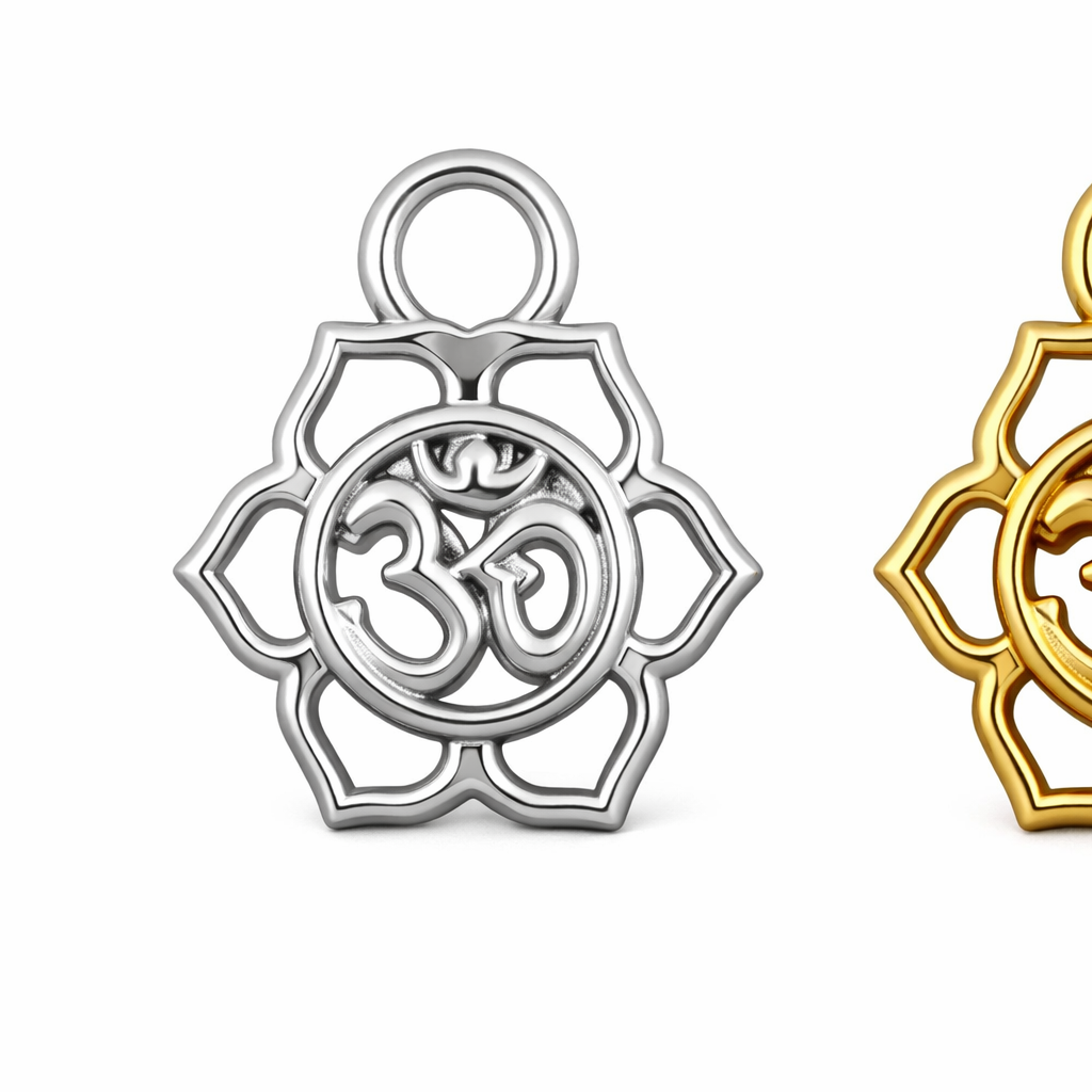 Minimalist Om Lotus Necklace Pendant – Elegant Traditional Jewelry Design