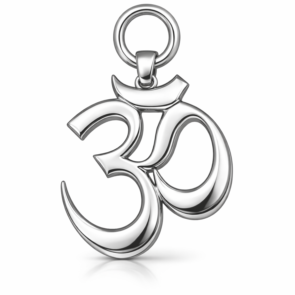 Gold Om Symbol Pendant 35x22mm – Polished Necklace Charm – Jewelry Casting Design